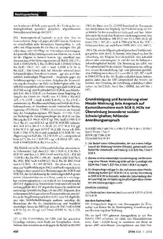 Vorschauseite 6: Kosten für Hautpflegemittel bei Neurodermitis; keine Leistungspflicht der Krankenversicherung; Verfassungsmäßigkeit; mögliche Ansprüche nach SGB II oder SGB XII