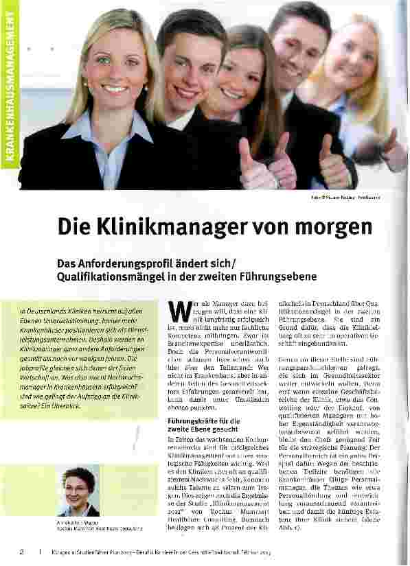 Vorschauseite 1: Die Klinikmanager von morgen