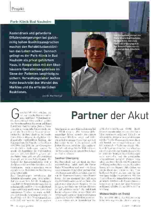 Vorschauseite 1: Partner der Akuthäuser und Krankenkassen