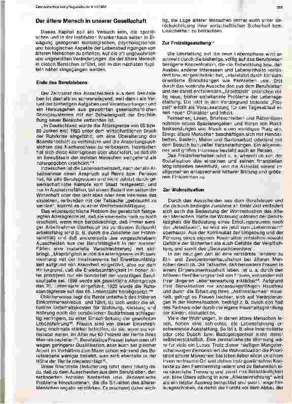 Vorschauseite 3: Zur Situation älterer Menschen in der Institution Krankenhaus