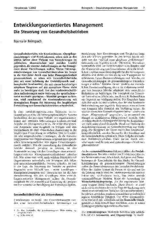 Vorschauseite 1: Entwicklungsorientiertes Management Die Steuerung von Gesundheitsbetrieben