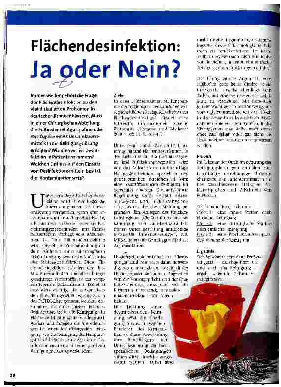 Vorschauseite 1: Flächendesinfektion: Ja oder Nein?