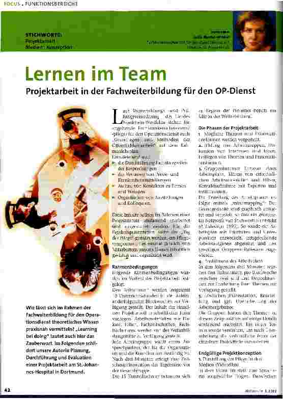 Vorschauseite 1: Lernen im Team Projektarbeit in der Fachweiterbildung für den OP-Dienst