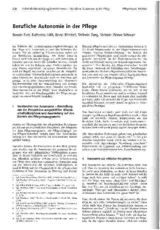 Vorschauseite 1: Berufliche Autonomie in der Pflege