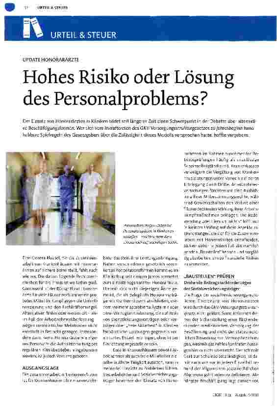 Vorschauseite 1: Hohes Risiko oder Lösung des Personalproblems?