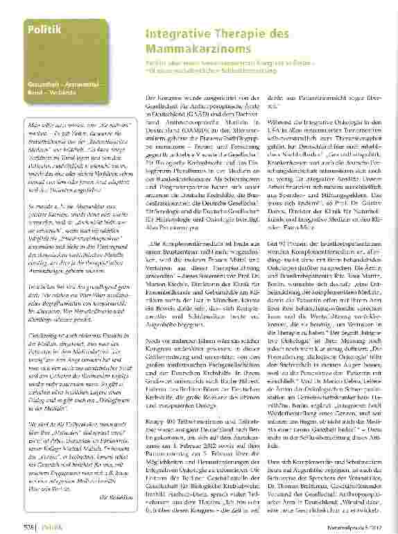 Vorschauseite 1: Integrative Therapie des Mammakarzinoms