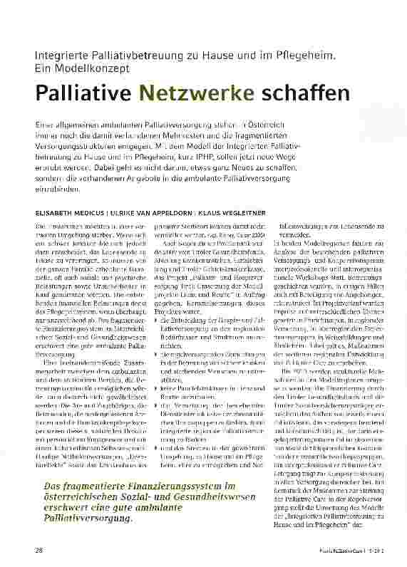 Vorschauseite 1: Palliative Netzwerke schaffen