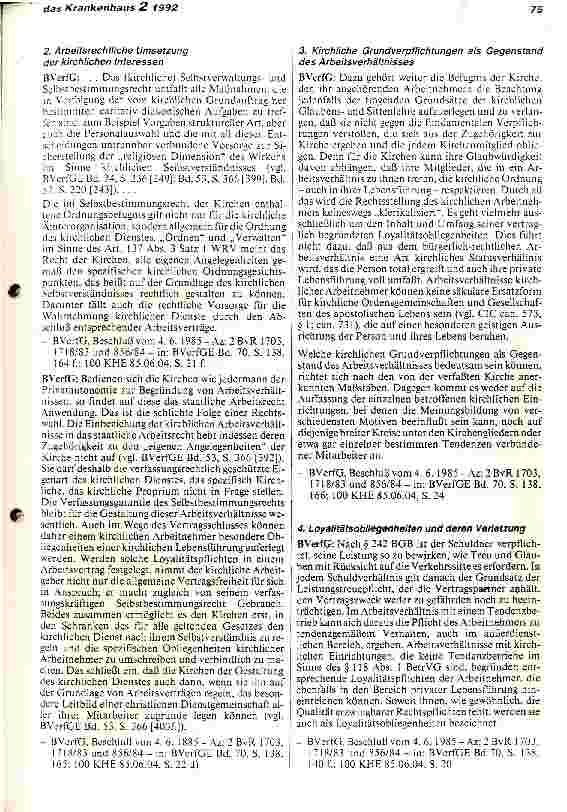 Vorschauseite 3: Das kirchliche Krankenhaus in der höchstrichterlichen Rechtssprechung (V)