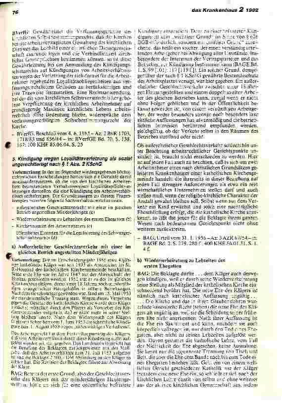 Vorschauseite 4: Das kirchliche Krankenhaus in der höchstrichterlichen Rechtssprechung (V)