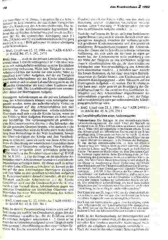 Vorschauseite 6: Das kirchliche Krankenhaus in der höchstrichterlichen Rechtssprechung (V)