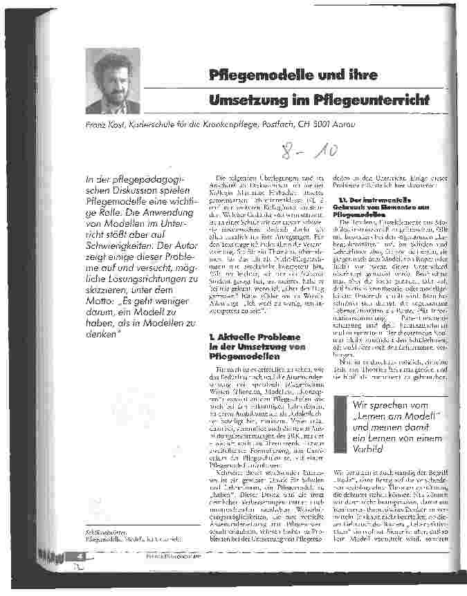Vorschauseite 1: Pflegemodelle und ihre Umsetzung im Pflegeunterricht