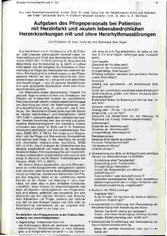 Vorschauseite 1: Aufgaben des Pflegepersonals bei Patienten mit Herzinfarkt und akutem lebensbedrohlichen Herzerkrankungen