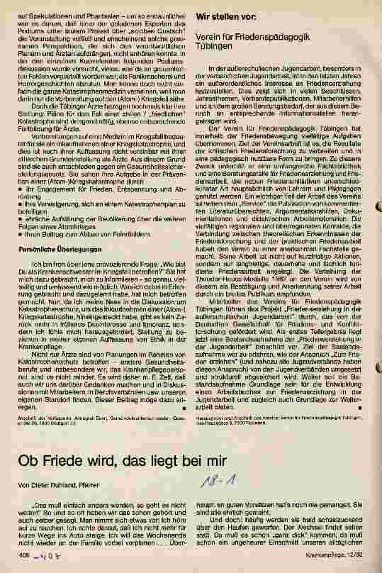 Vorschauseite 1: Ob Friede wird, das liegt bei mir