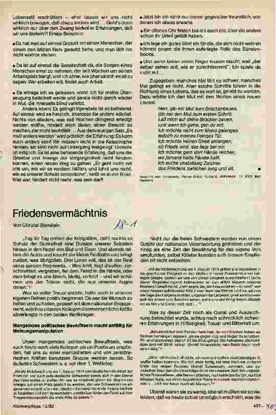 Vorschauseite 2: Ob Friede wird, das liegt bei mir