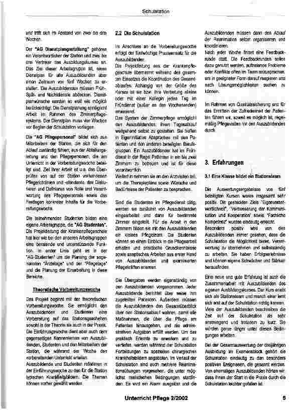 Vorschauseite 2: Schulstationein Projekt der Krankenpflegeschule des Universitätsklinikums Benjamin Franklin