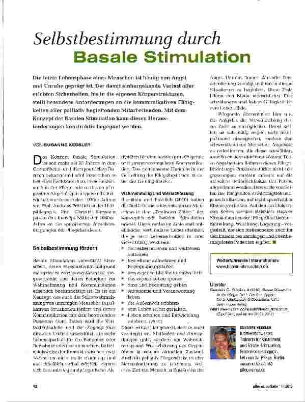 Vorschauseite 1: Selbstbestimmung durch Basale Stimulation
