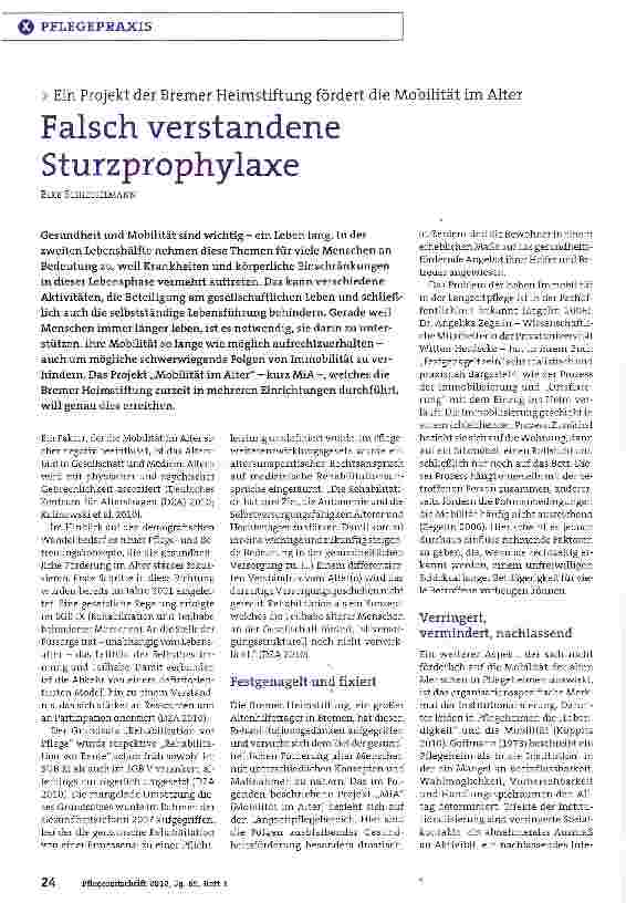 Vorschauseite 1: Falsch verstandene Sturzprophylaxe