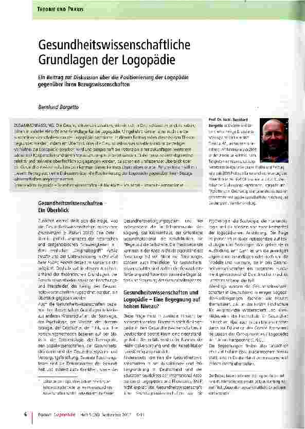 Vorschauseite 1: Gesundheitswissenschaftliche Grundlagen der Logopädie