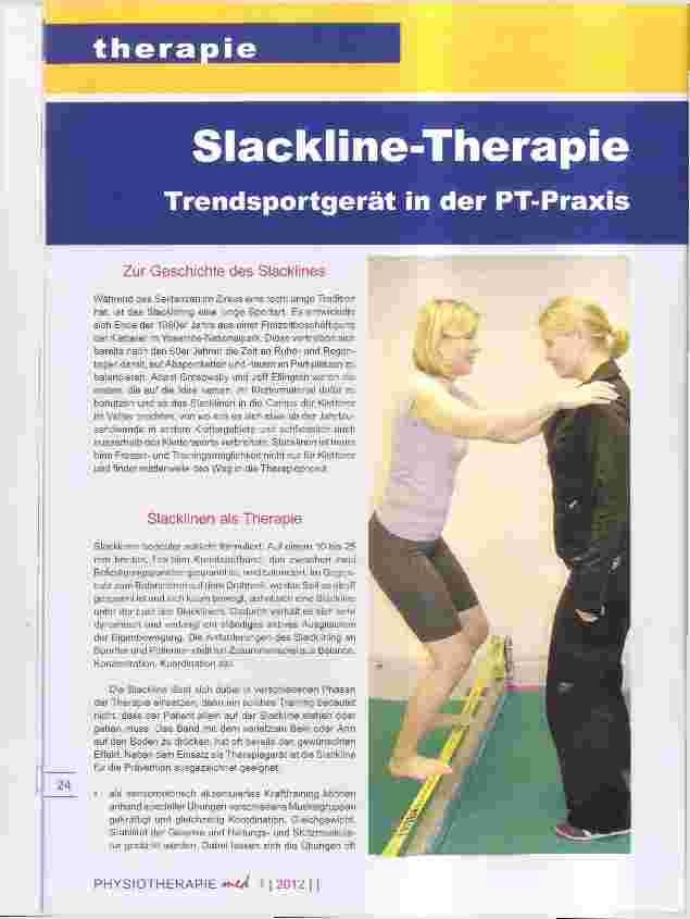 Vorschauseite 1: Slackline-Therapie Trendsportgerät in der PT-Praxis