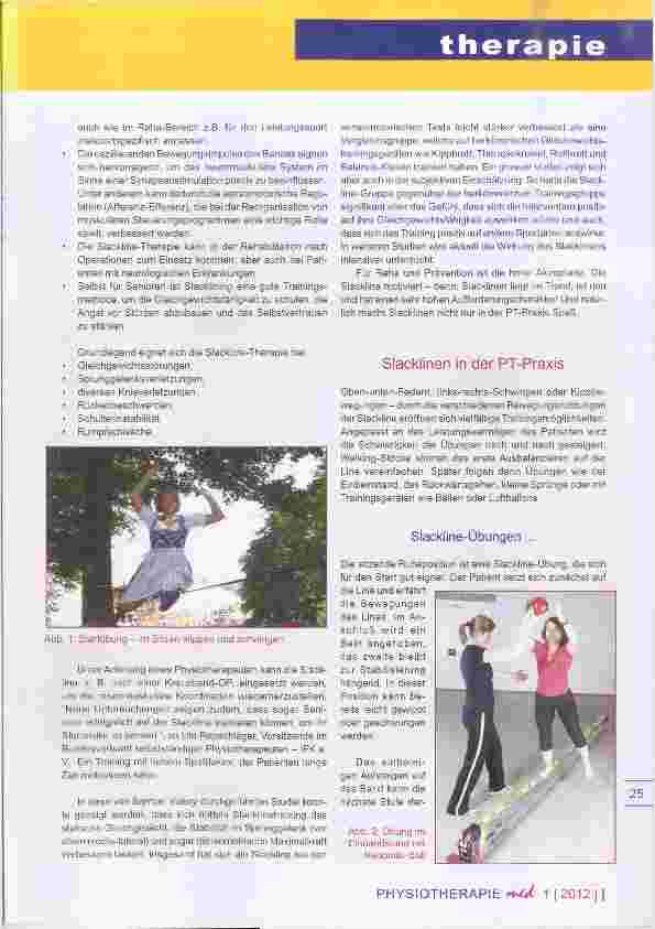 Vorschauseite 2: Slackline-Therapie Trendsportgerät in der PT-Praxis