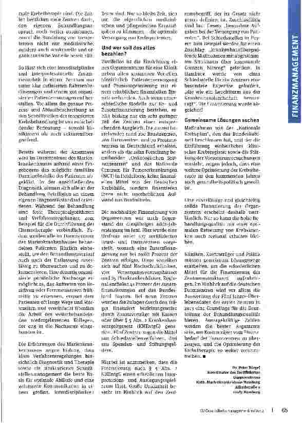 Vorschauseite 3: Gut vernetzt und versorgt -aber auch gut finanziert?