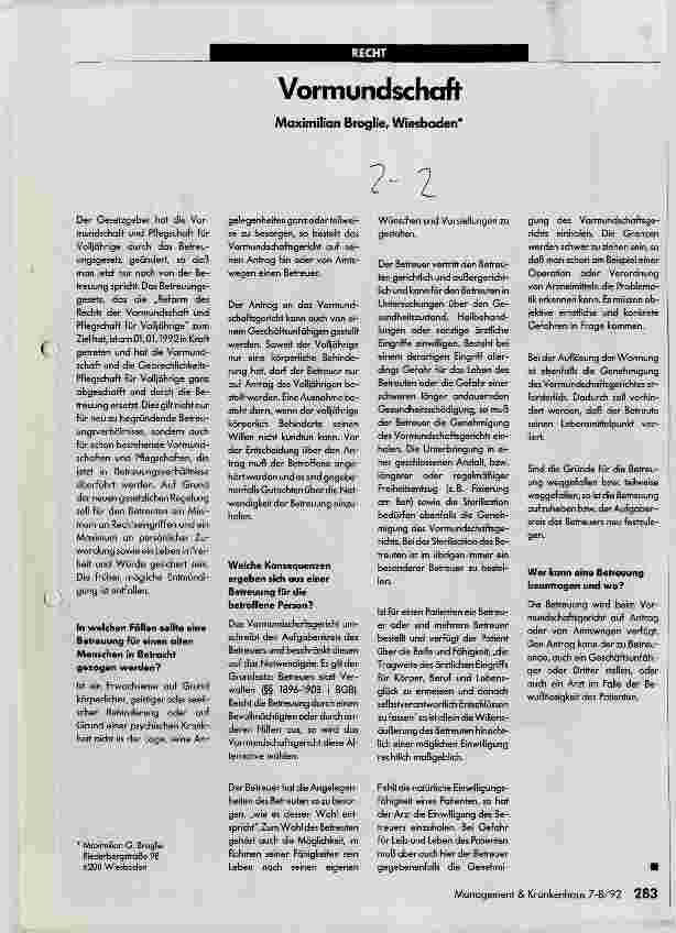Vorschauseite 1: Vormundschaft