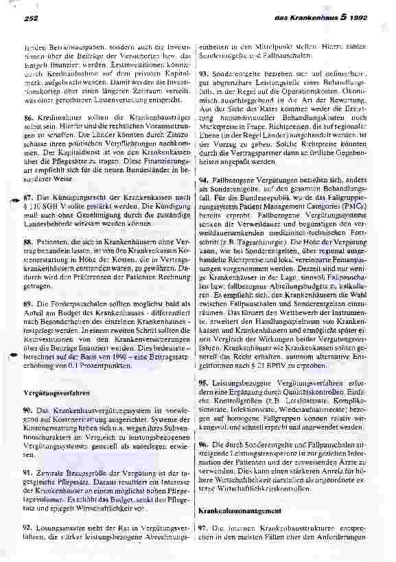 Vorschauseite 3: Jahresgutachten 1992 des Sachverständigenrates für die Konzertierte Aktion im Gesundheitswesen/Textauszüge zum Krankenhausbereich