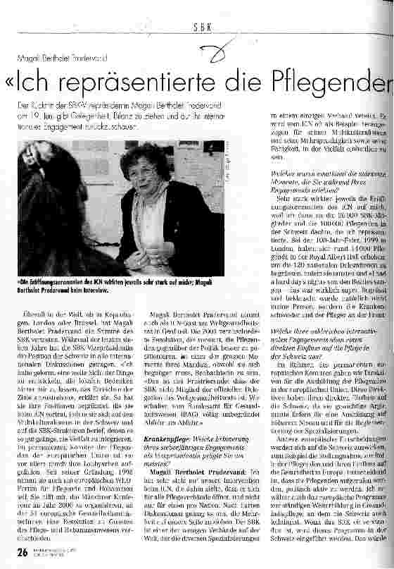 Vorschauseite 1: Ich repräsentiere die Pflegenden an der Front Magali Bertholet Pradervand
