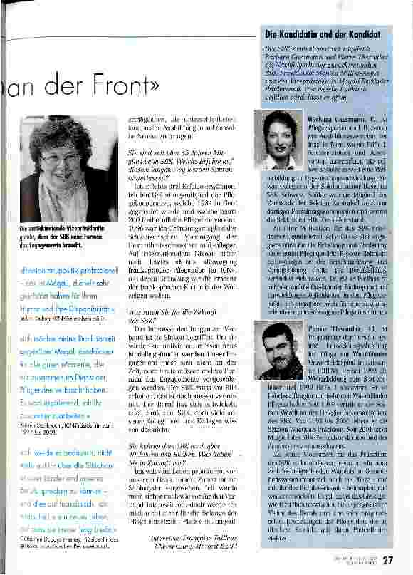 Vorschauseite 2: Ich repräsentiere die Pflegenden an der Front Magali Bertholet Pradervand