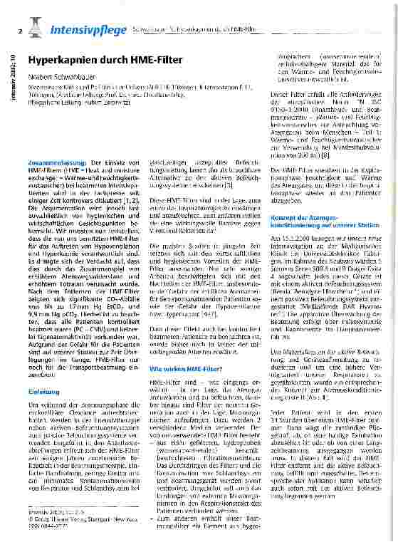 Vorschauseite 1: Hyperkapnien durch HME-Filter