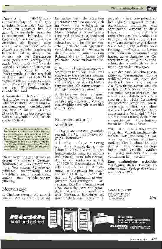 Vorschauseite 2: Wahlleistungsbereich - Handlungsbedarf für Krankenhäuser vor dem 1. Januar 1993