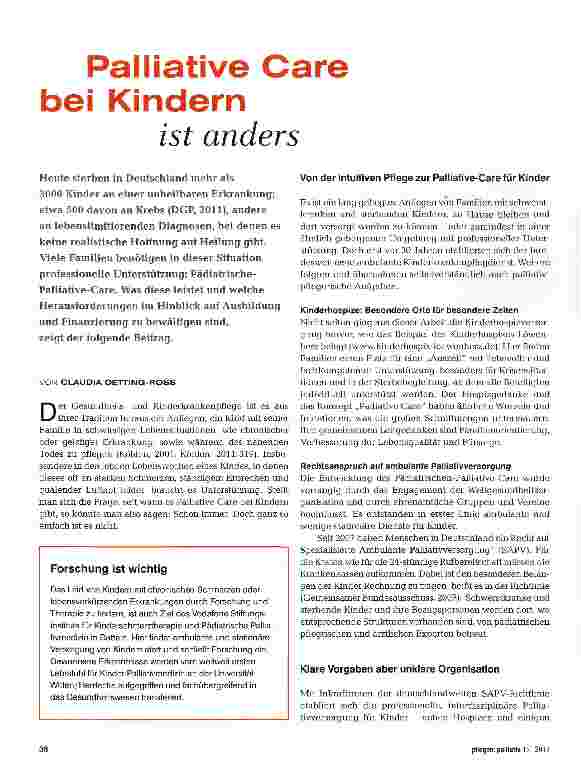 Vorschauseite 1: Palliative Care bei Kindern ist anders