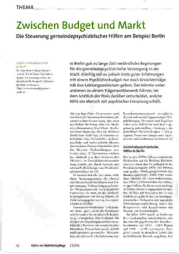 Vorschauseite 1: Zwischen Budget und Markt
