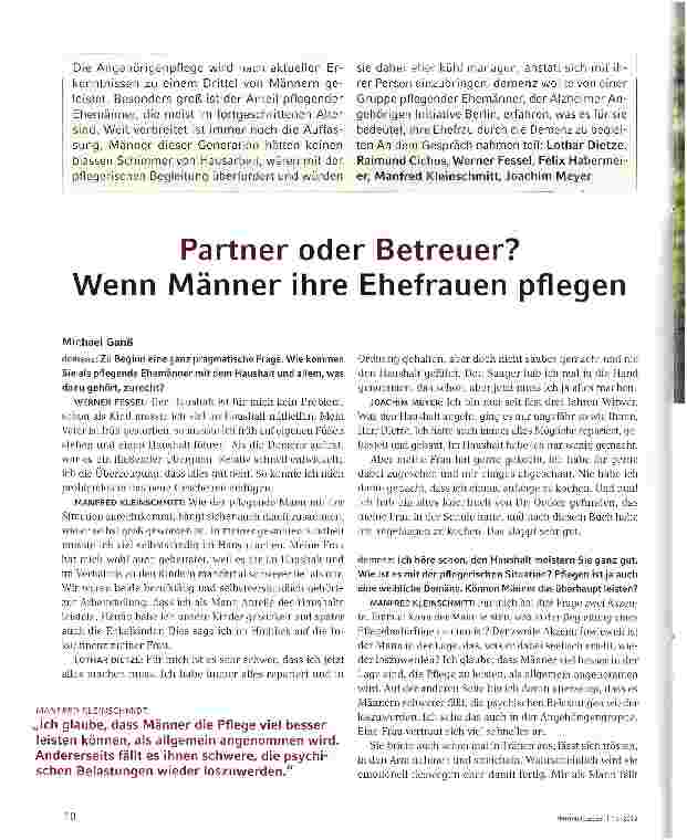 Vorschauseite 1: Partner oder Betreuer? Wenn Männer ihre Ehefrauen pflegen
