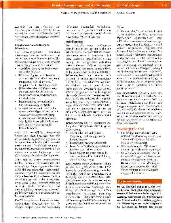 Vorschauseite 4: G-DRG-Version 2012 - Auswirkungen auf unser Fachgebiet