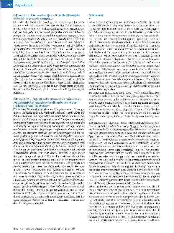 Vorschauseite 6: Fehler und kritische Ereignisse in der Palliativmedizin -Etablierung eines anonymen Fehlermeldesystems