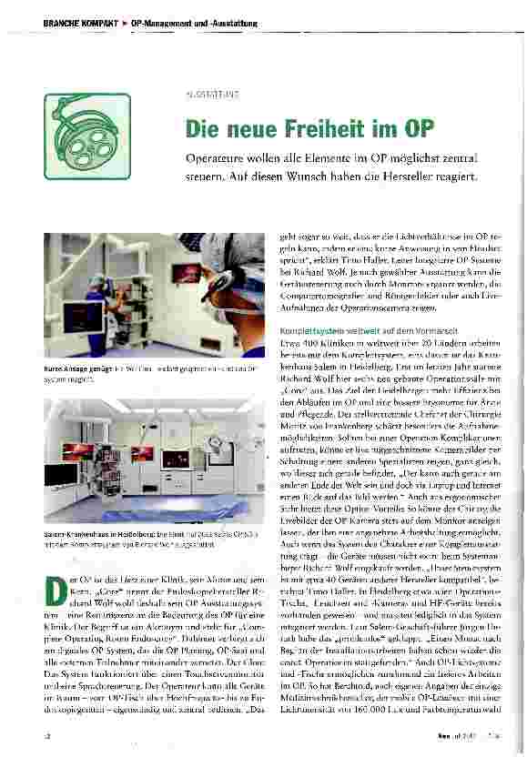 Vorschauseite 1: Die neue Freiheit im OP
