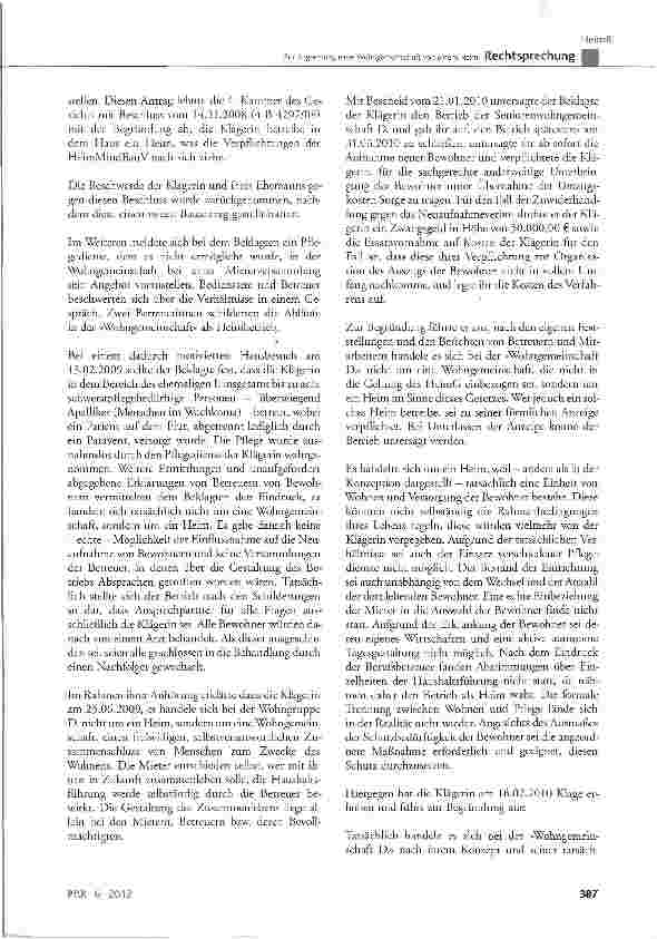 Vorschauseite 2: Zur Abgrenzung einer Wohngemeinschaft von einem Heim
