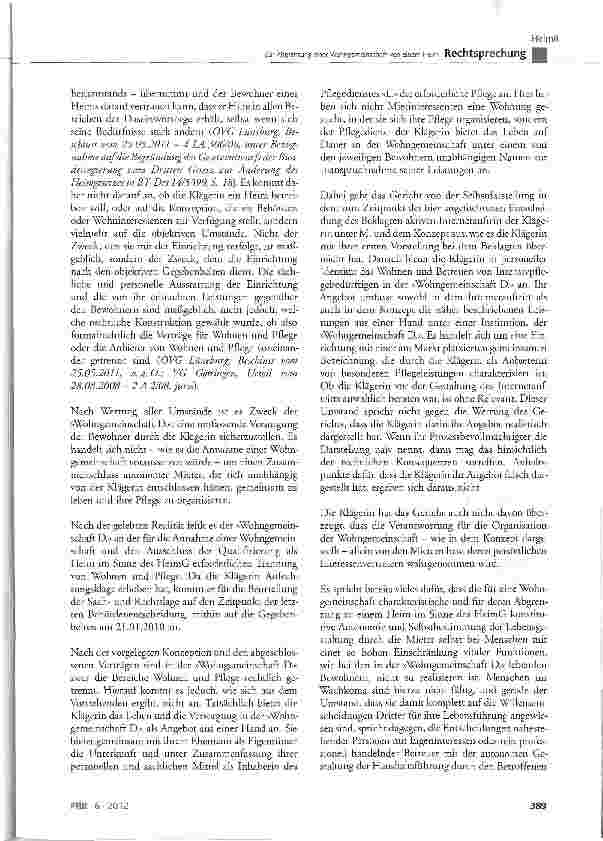 Vorschauseite 4: Zur Abgrenzung einer Wohngemeinschaft von einem Heim