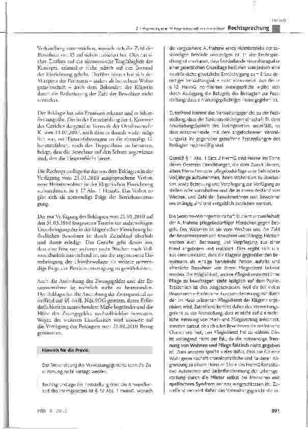 Vorschauseite 6: Zur Abgrenzung einer Wohngemeinschaft von einem Heim