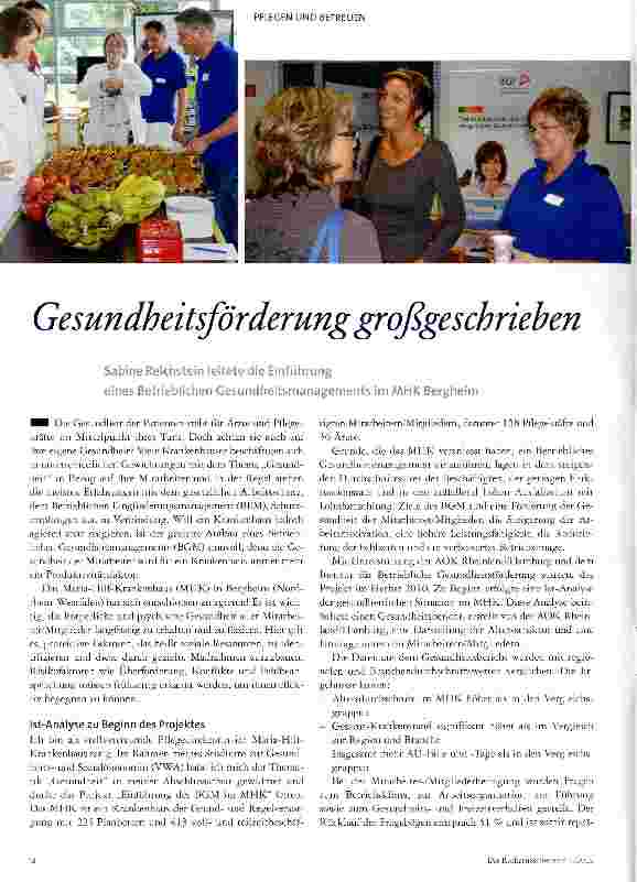 Vorschauseite 1: Gesundheitsförderung großgeschrieben