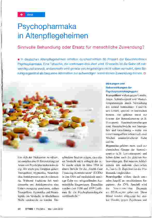 Vorschauseite 1: Psychopharmaka in Altenpflegeheimen