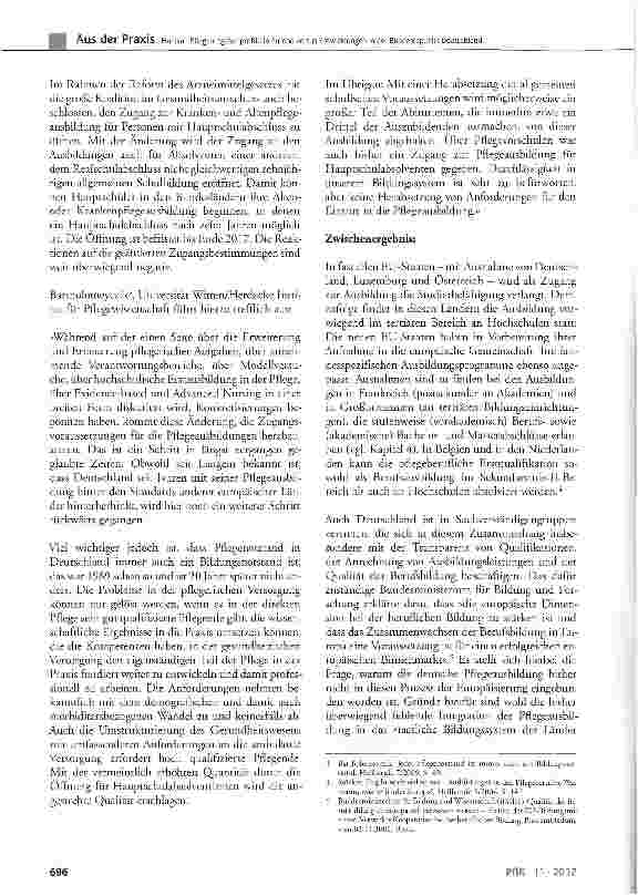 Vorschauseite 3: Pflegeaufgabenprofile in Europa versus Entwicklungen in der Bundesrepublik Deutschland