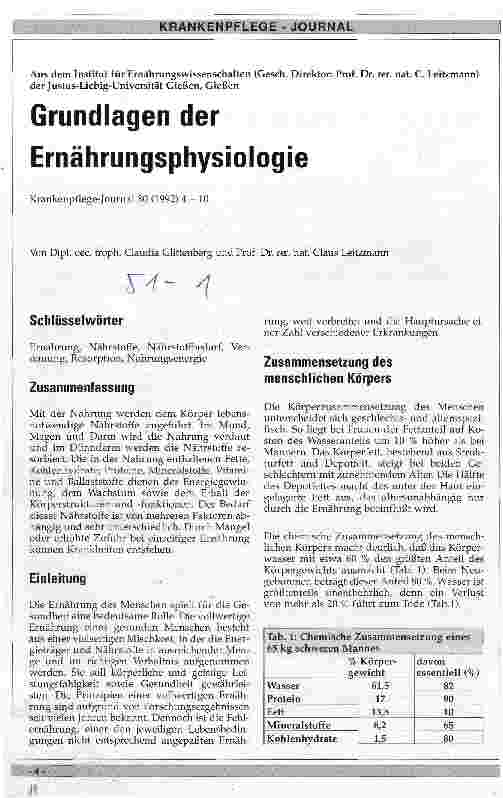 Vorschauseite 1: Grundlagen der Ernährungsphysiologie