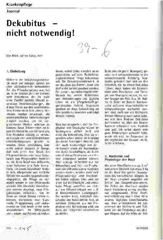 Vorschauseite 1: Dekubitus - nicht notwendig!