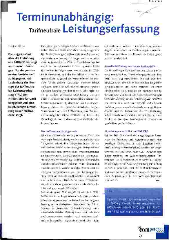 Vorschauseite 1: Terminunabhängig: Tarifneutrale Leistungserfassung