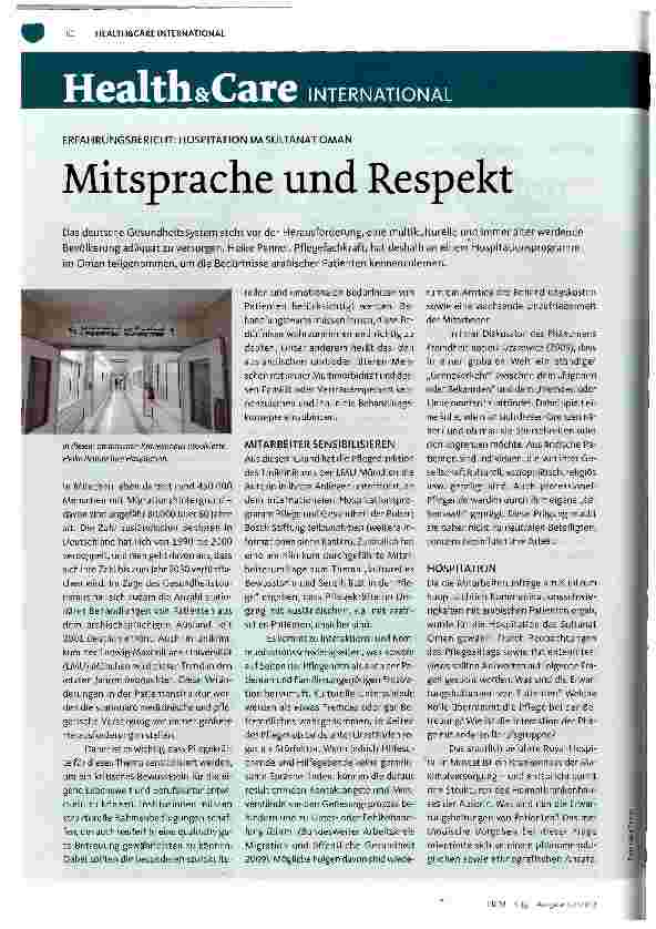 Vorschauseite 1: Mitsprache und Respekt