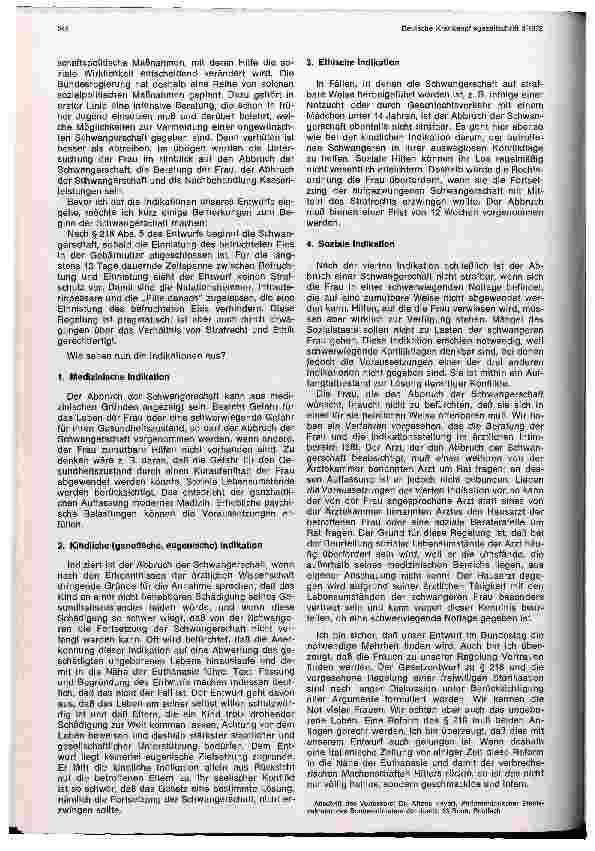 Vorschauseite 2: Zur Diskussion über den §218 des Strafgesetzbuches