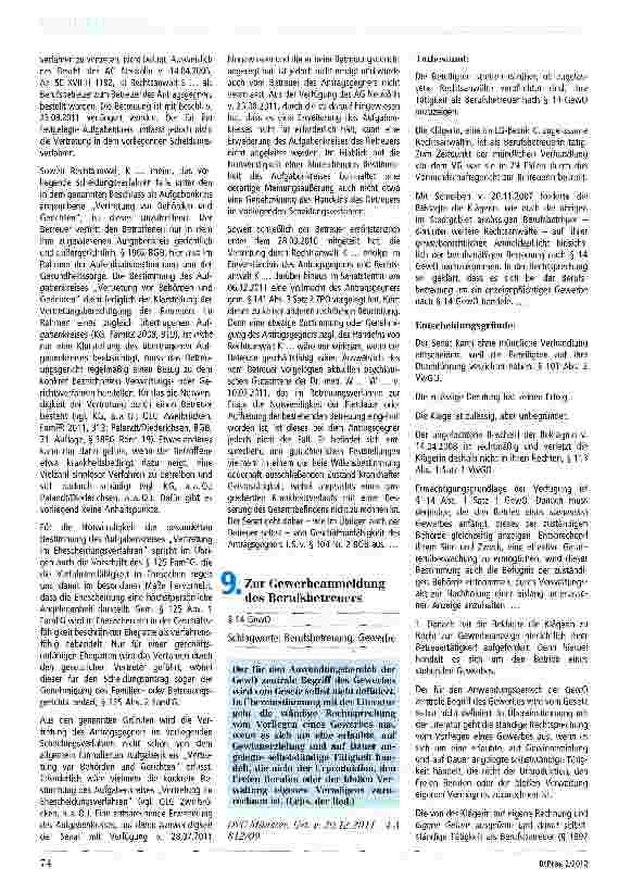 Vorschauseite 1: Zur Gewerbeanmeldung des Berufsbetreuers § 14 GewO