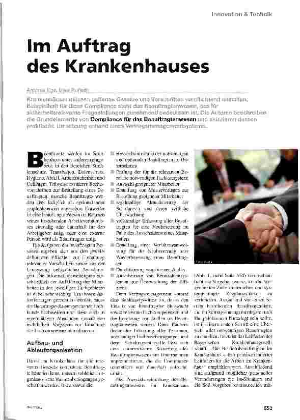 Vorschauseite 1: Im Auftrag des Krankenhauses